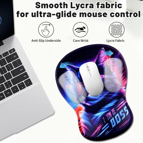 Ergonomic Mouse Pad with Wrist Rest - Gel Wrist Support Mousepad with Non-Slip PU Base for Computer, Laptop, Office & Home