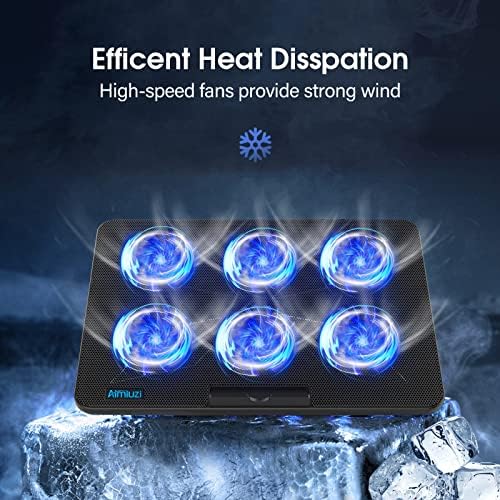 AIMIUZI Laptop Cooling Pad, Gaming Laptop Cooler with 6 Quiet Fans, Laptop Fan Cooling Pad Fits 12-17 Inch Laptop, USB Port Powered, 7 Adjustable Height