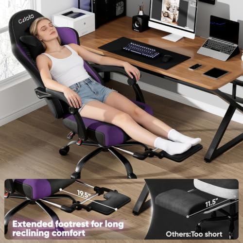 Czlolo Fabric Big and Tall Gaming Chair with Extended Footrest
