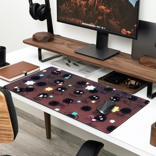 YKJWW Desk Pad Anime Black Pom Gaming Large Mouse Pad for Women Dask Mat