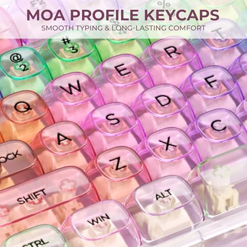 OHY XVX Macaron Balloon Pastel Gradient Transparent Keycaps, MOA Profile 125 Keys PC Shine-Through Keycaps for MX Mechanical Keyboards