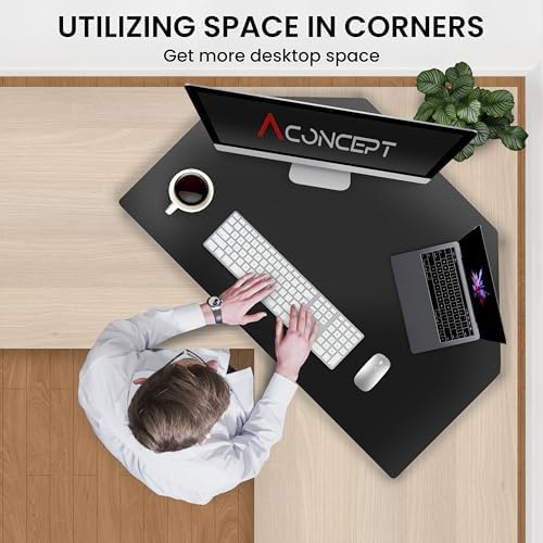 Aconcept 38 inch Black Corner Height Adjustable Standing Desk Converter, One-Click Sit to Stand up Desk Riser, Pre-Assembled for Dual Monitor and Laptop Workstation