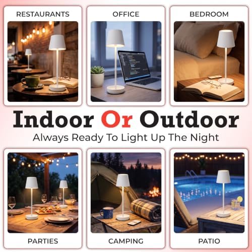 Cordless Table Lamp 2-Pack, Rechargeable Touch Lamp with Remote