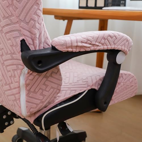 FORCHEER Gaming Chair Cover with Armrest Covers Pink 4 Pieces Stretch Jacquard Racing Computer Chair Slipcover Set Washable
