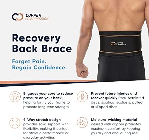 Copper Compression Back Brace. Copper Infused Lumbar Support for Lower Back Relief, Sciatica, Herniated Disc, Scoliosis, Pain & Strains. Adjustable & Breathable. Fits Men & Women (Waist 36" - 42")
