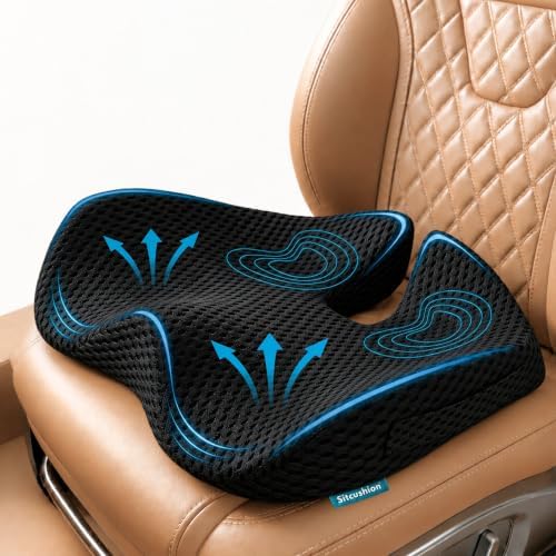 Car Seat Cushion for Driving, Coccyx Cushion for Car (Breathable 4D Cover)