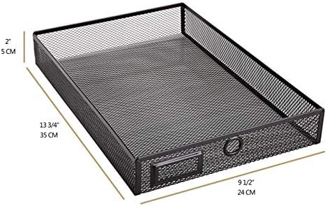 Annova Desk Organizer Wire Mesh 3 Tier Sliding Drawers Paper Sorter/Multifunctional/Premium Solid Construction for Letters, Documents, Mail, Files, Paper, Kids' Art Supplies (Black)