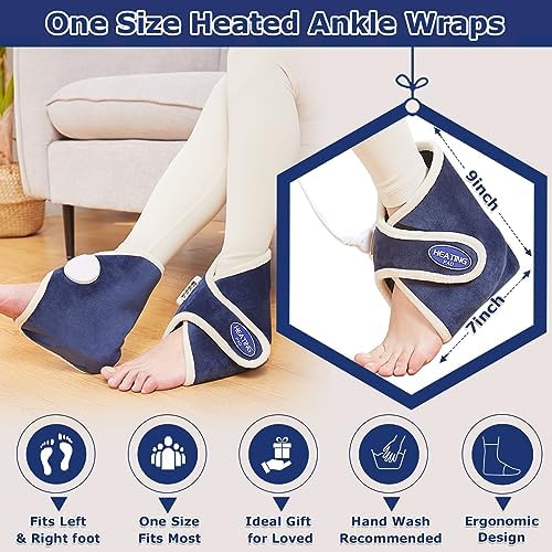 CAMECO 2 Pack Ankle Heating Pads for Achilles Tendinitis Pain Relief, 86℉-158℉ Electric Ankle Heat Wrap Pads for Women Men, Home Office Heated Ankle Braces for Arthritis, Auto Shut Off