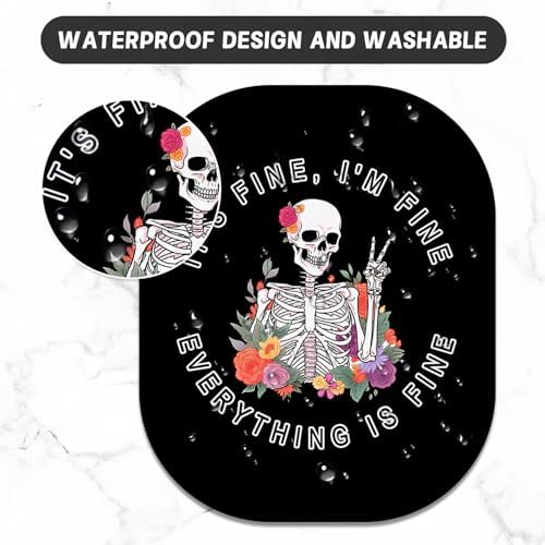 Small Mouse Pad, 6 x 7 Inch, Oval Mini Mouse Pad with Non-Slip Rubber Base for Laptop Wireless Mouse Keyboard Tray Mousepad, Funny Skeleton Man
