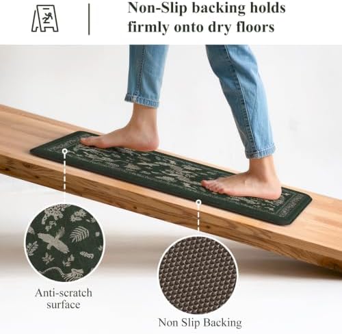 LEEVAN Anti Fatigue Kitchen Mats for Floor, Cushioned Kitchen Mat Set 2PCS