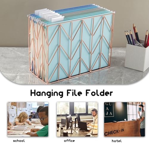 10 Pack Hanging Folder File Cabinet Organizer Letter Size 1/5 Cut Adjustable Label Decoration Home Office School Classroom, Mediterranean Color