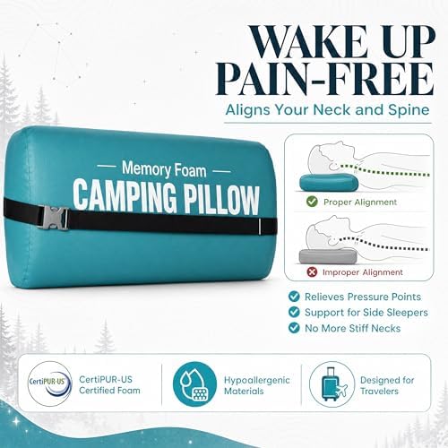 Vaverto Camping Pillow, Backpacking Memory Foam Travel Pillow 2-Pack