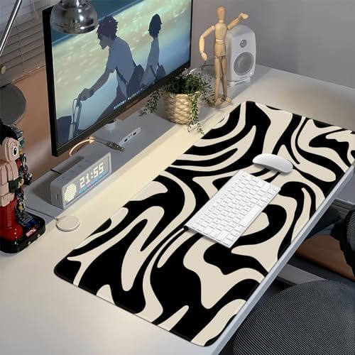 iCasso Desk Mat,Cute Desk Pad Mat,Black Topographic