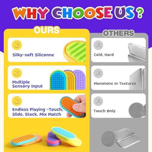 Sensory Fidget Magnet Toys for Kids: Silicone Magnetic Sliders Stress Fidgets for Autism, Stress Small Texture Fidget Toys for Classroom Prizes, Adults Office Desk / Portable Travel Must Haves, Gifts