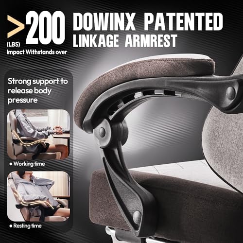 Dowinx Gaming Chair with Footrest, Ergonomic Desk Chair, Brown