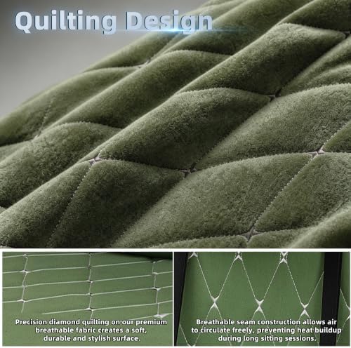 Gaming Chair for Adults, Fabric Gaming Chair with Footrest and Pocket Spring Cushion, Ergonomic Gamer Chair with Lumbar Support, Reclining Computer Gaming Chair with High Back, Dark Green