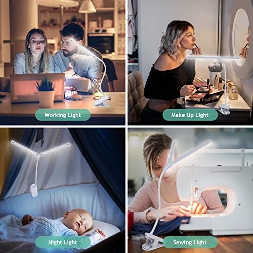 LED Reading Light with Clip, Desk Lamp 48 LEDs 2600mAh Battery USB Rechargeable Book Lights Stepless Adjustable Brightness Eye Protection Flexible Table Lamps for Bed Headboard, Home, Office