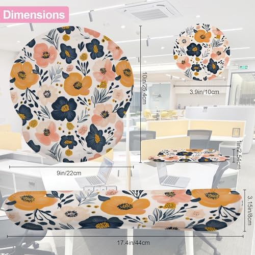 Abstract Groovy Flower Keyboard Wrist Rest Pad and Mouse Pad Wrist Support Set,3-in-1 Ergonomic Mouse Pad with Non-Slip Rubber Base for Home Office Game Computers Desk,