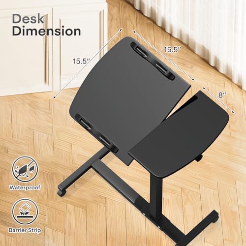 Athena Collection Adjustable Standing Desk with Wheels Overbed Table, Black