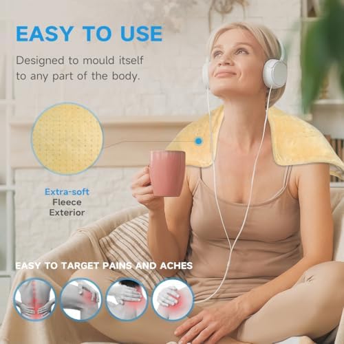 GOTCOZY Heating Pad 12"x24" for Back Pain Relief & Cramps(Yellow)