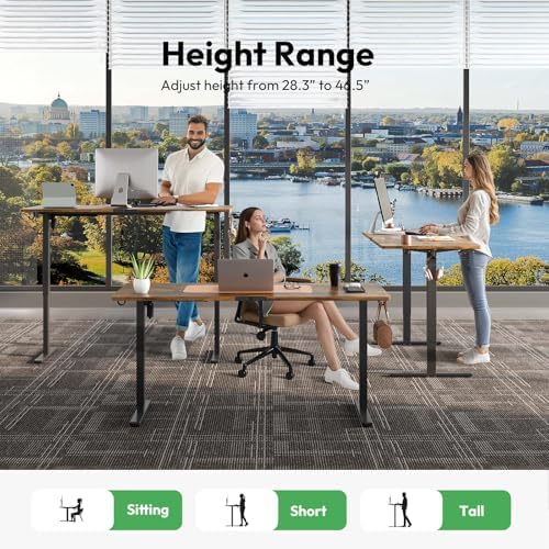 63 x 28 Inch Electric Standing Desk, 3 Memory Presets, Brown