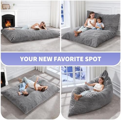 Hobestluk Adult Bean Bag Chair 3 in 1 Convertible Large Bean Bag Sofa