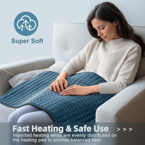 17x33 Heating Pad for Pain Relief, Ultra-Soft Microplush Fabric, 6 Adjustable Heat Settings (Moist & Dry), Safe 2-Hour Auto Shut-Off, Hot Water Bottles Gift Perfect for Back, Neck, Shoulders