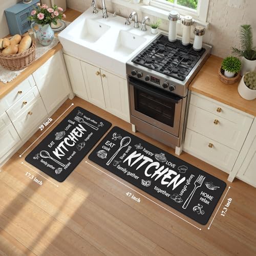KIMODE Kitchen Mats 2PCS,Cushioned Anti Fatigue Farmhouse Kitchen Rugs Mats