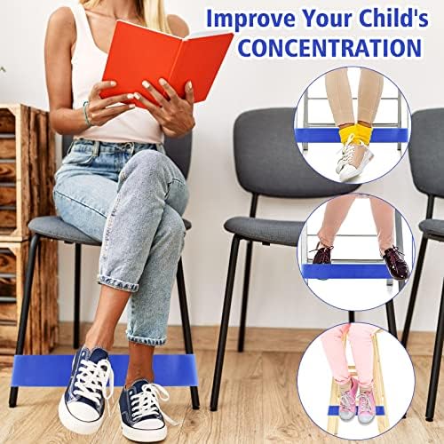 PLULON 15 Pack Chair Bands for Kids with Fidgety Feet Chair Stretch Foot Band Fidget Bands Flexible Seating for Classroom Elementary Chairs Desks - Blue
