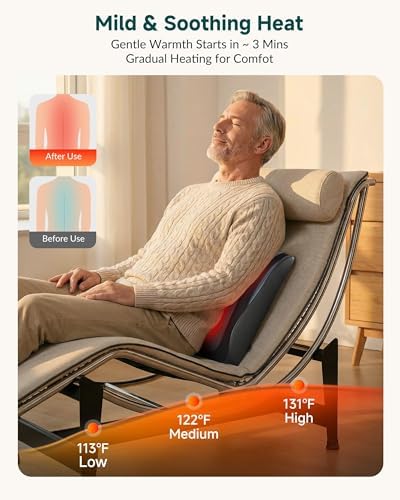 Snailax Neck & Back Massager with Heat, 4D Shiatsu Massage Pillow for Pain