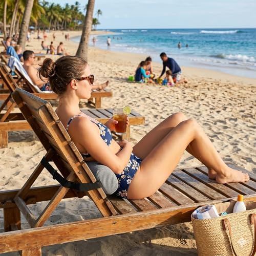 Headrest Pillow for Lounge Chair & Spa-Breathable 3D Mesh Quick-Dry Neck Support Bolster with Elastic Band for Beach, Poolside, Bath Tub, and Office Chair (1 PC Spa Pillow)