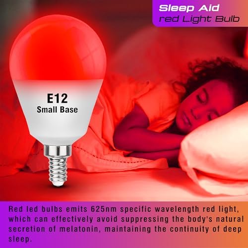 E12 Candelabra Small Base Red Sleep Light Bulbs 3W,G45 Blue Light Blocking