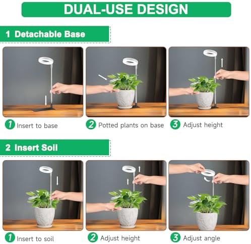 Aokrean Halo Grow Lights for Indoor Plants, Full Spectrum with Base 5 Pack
