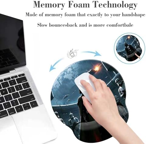 Cool Mouse Pad with Wrist Rest, Waterproof Non Slip Rubber Base Mouse Pads for Desk Office Laptop, Black Ergonomic Mousepad with Wrist Support Suitable for Laptop Desktop and Work