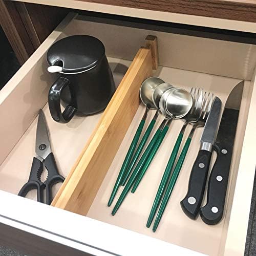 VaeFae 60-Pack Adjustable Bamboo Drawer Dividers, Expandable Drawer Organizer for Kitchen Utensils, Clothes, Bathroom, Office – Fits Drawer Interiors 16.6" to 21.8"