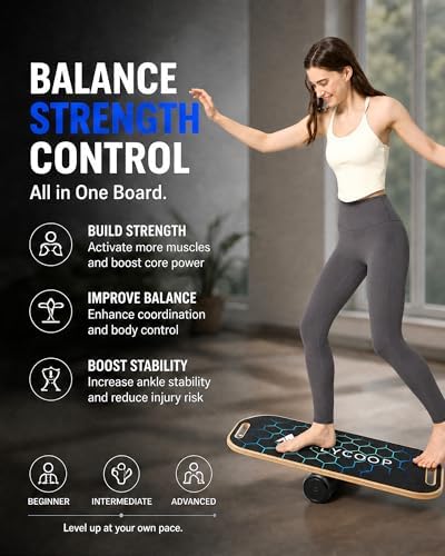 Balance Board for Adult with Adjustable Stoppers: 3 Modes Wobble Board with Roller Exercise Balancing Stability Trainer for Improve Balance Non Slip Surface
