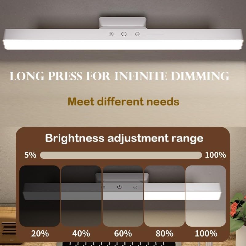 BY-J [2025 Upgraded Version Eye Protection Study Desk Lamp Student Desk Bedside Dressing Table Magnetic Wall-Mounted 42cm Long Cool Light Rechargeable Student Dormitory Children's Reading Light