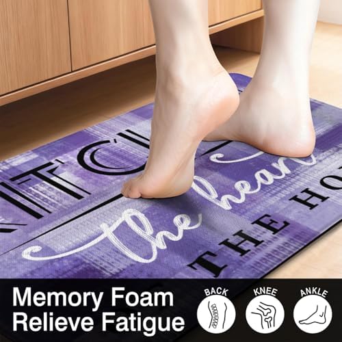 Purple Modern Abstrac Anti Fatigue Kitchen Rug, 17.3"x47"+17.3"x29"