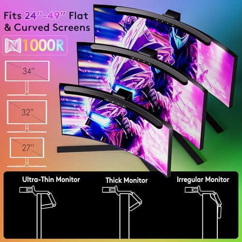Quntis 17.7'' Curved Monitor Light Bar RGB Backlight with Music Sync, Black