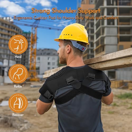 Thickened Wear-Resistant Shoulder Brace with Pads for Heavy-Duty Use, Support for Moving Construction,warehouse, Farm Work, heavy Loads, Compression Support Sleeve for Dislocation, Bursitis, Tendonitis,Both Left and Right Arm (Large)