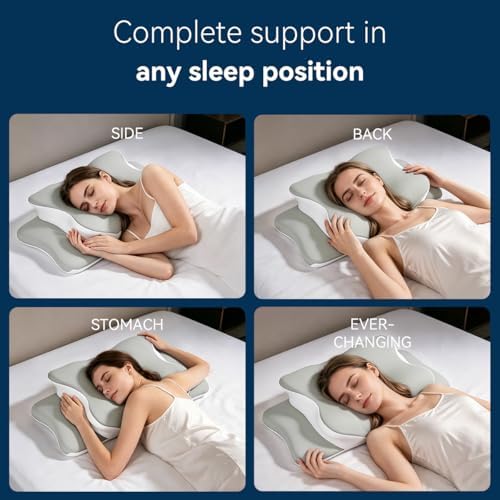 Pillow for Neck Pain Relief, Cooling Memory Foam Cervical Contour Support
