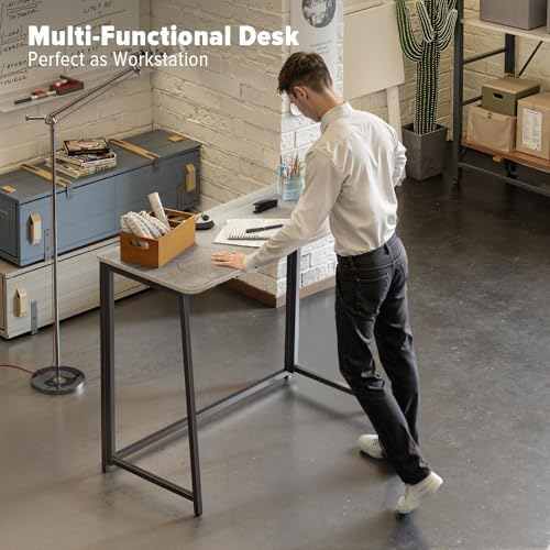 WOHOMO Folding Desk, 39.4" Foldable Computer Table for Small Spaces, Grey