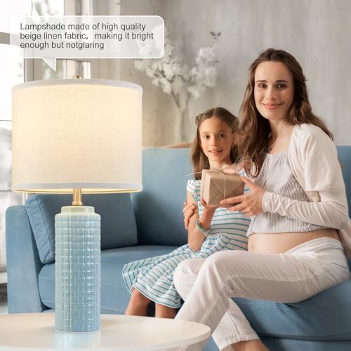 Luvkczc 24.8" Ceramic Bedside Lamps Set of 2, Adjustable Color Temperature