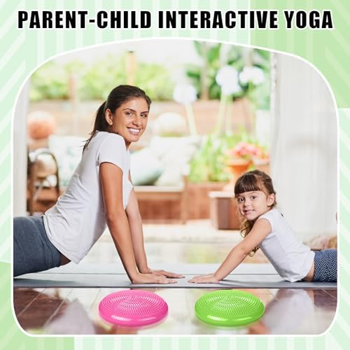 Silipull 2 Pcs Wiggle Seat Inflated Wobble Cushion Flexible Balance Disc with Air Pump for Core Stability Strengthening Improving Posture Physical Exercise