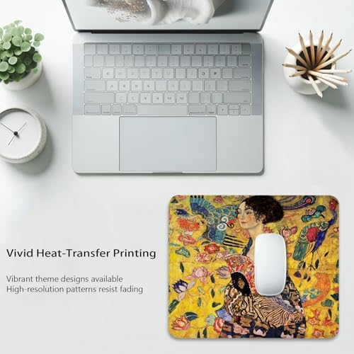 Woman (Lady) with Fan by Gustav Klimt Mouse Pad, World Painting Desk Mat