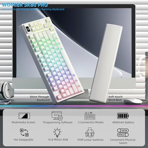 Womier 75% Wireless Mechanical Keyboard with Color Multimedia Screen