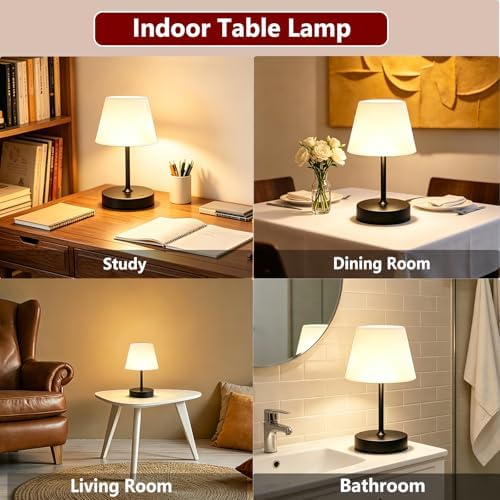 DOLADY Shower Lamp Waterproof, 4000mAh Battery Cordless Table Lamp (Black)