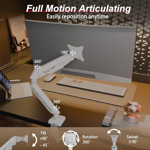 Fydeamer White Monitor Arm for 17-35" Screen up to 24.3lbs