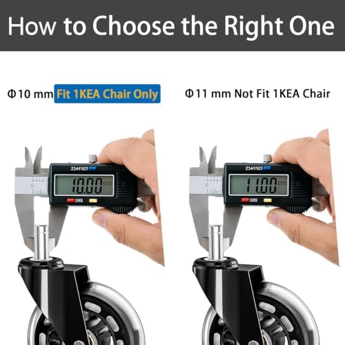 10mm 1KEA Office Chair Wheels Casters Replacement 3 Inch Roller Blade Style