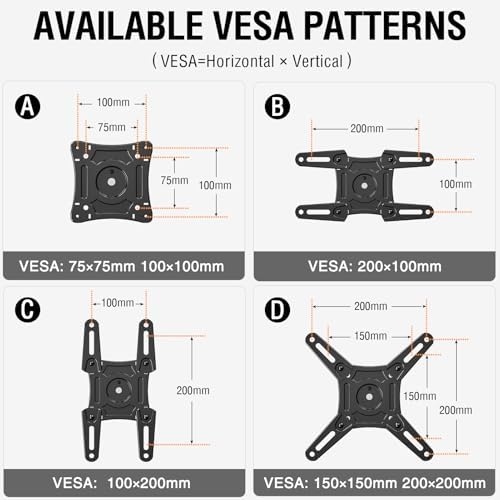 ELIVED Full Motion TV Wall Mount, 14-42" TV Monitor, VESA 200x200, 44 Lbs